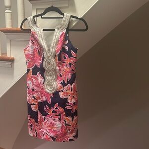 Lily Pulitzer Valli Shift Dress, size 0 NWT metallic sparkle and floral print